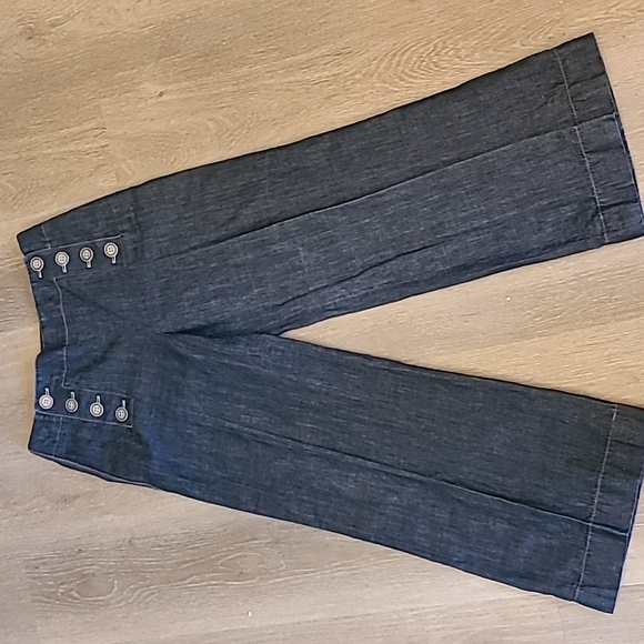Jean Paul Gaultier Pants - Jean Paul Gaultier Femme vintage wide leg sailor button-up denim look pants jean
